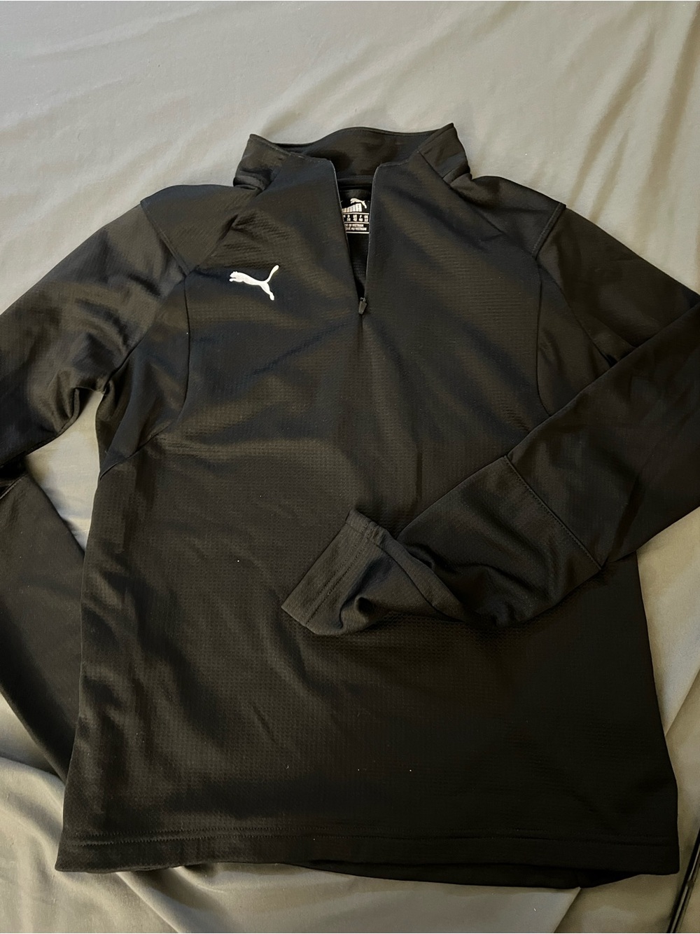 Puma Black Quarter-Zip Performance Jacket with White Logo